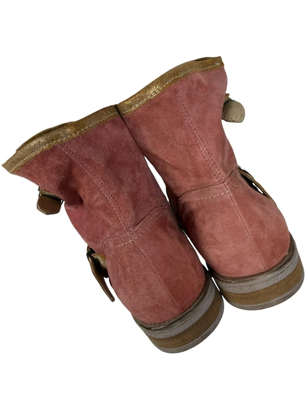 Sundance Suede Pink Salmon Zip Ankle Boots - Picture 4 of 6